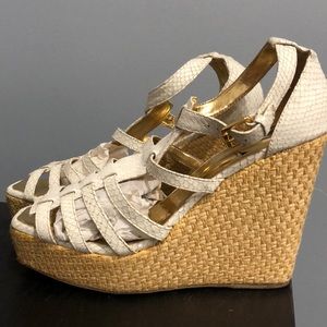 White Snakeskin wedge espadrilles